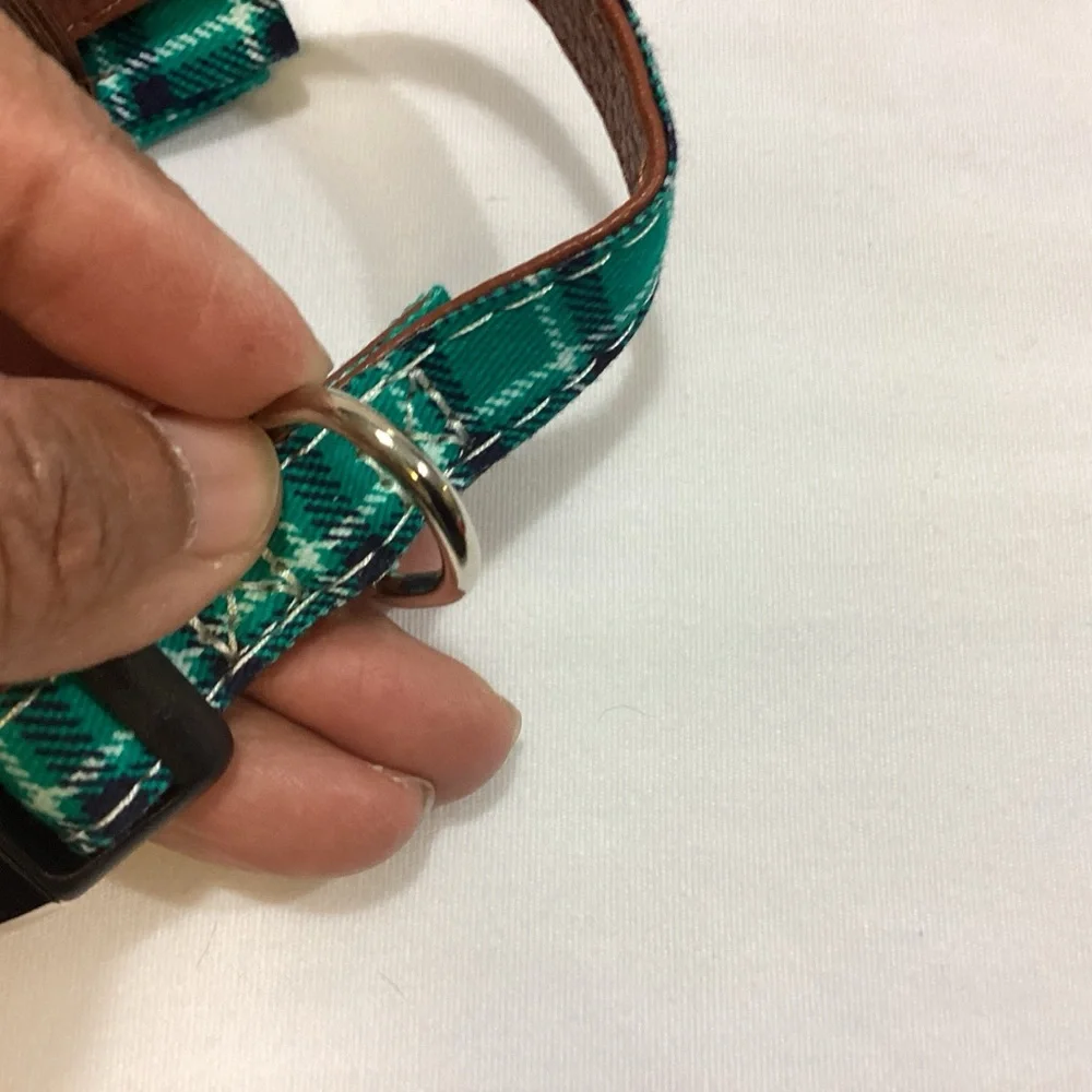 NWOT Green Plaid Dog Collar with Bow Tie for Small Medium Dogs